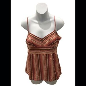Ann Taylor Loft Striped Sleeveless V-Neck Blouse